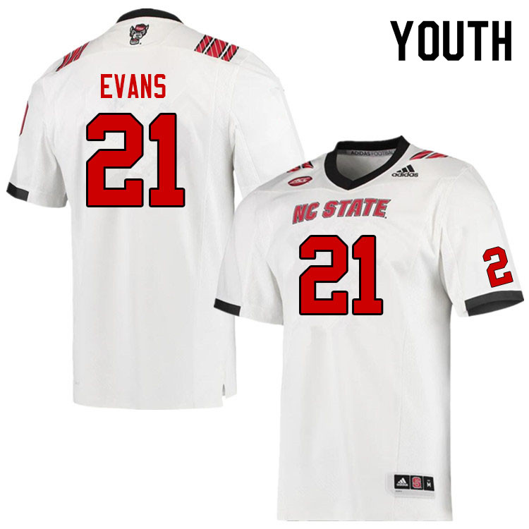 Youth #21 Nate Evans NC State Wolfpack College Football Jerseys Sale-White